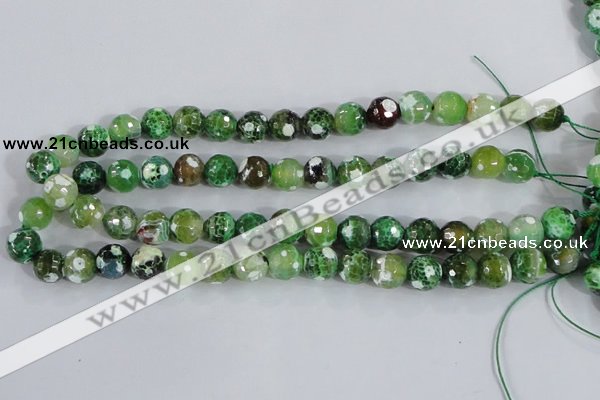 CAA376 15.5 inches 10mm faceted round fire crackle agate beads