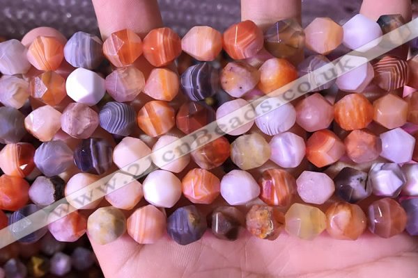 CAA3763 15.5 inches 10mm faceted nuggets mixed botswana agate beads