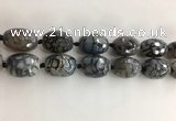 CAA3799 15*25mm - 18*28mm faceted rice dragon veins agate beads