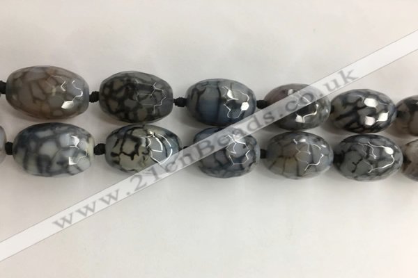 CAA3799 15*25mm - 18*28mm faceted rice dragon veins agate beads