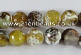 CAA380 15.5 inches 10mm faceted round fire crackle agate beads