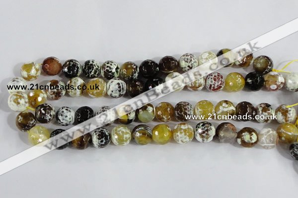 CAA380 15.5 inches 10mm faceted round fire crackle agate beads