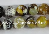 CAA381 15.5 inches 12mm faceted round fire crackle agate beads