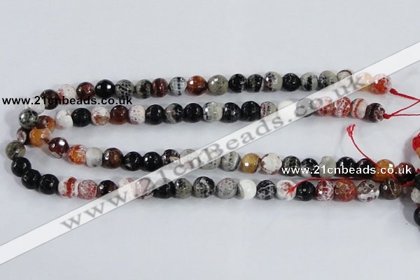 CAA383 15.5 inches 6mm faceted round fire crackle agate beads