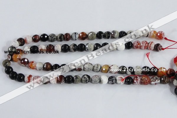 CAA385 15.5 inches 10mm faceted round fire crackle agate beads