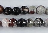 CAA386 15.5 inches 12mm faceted round fire crackle agate beads