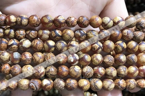 CAA3864 15 inches 8mm round tibetan agate beads wholesale