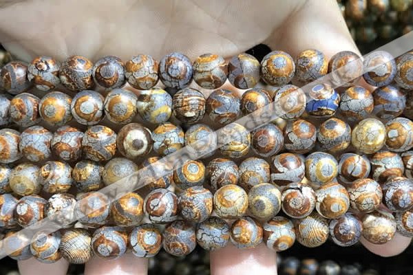 CAA3865 15 inches 8mm round tibetan agate beads wholesale