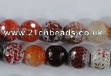 CAA387 15.5 inches 14mm faceted round fire crackle agate beads