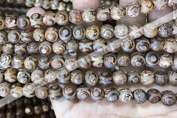 CAA3870 15 inches 8mm round tibetan agate beads wholesale