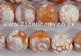 CAA391 15.5 inches 14mm faceted round fire crackle agate beads