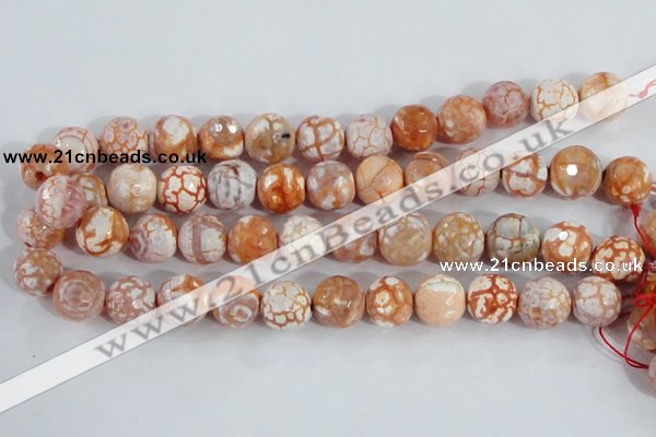 CAA391 15.5 inches 14mm faceted round fire crackle agate beads