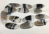 CAA3996 15.5 inches 25*55mm oval line agate gemstone beads