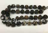 CAA4057 15*16mm - 16*17mm faceted nuggets chrysanthemum agate beads