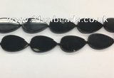 CAA4071 15.5 inches 30*50mm flat teardrop black agate gemstone beads