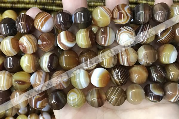 CAA4142 15.5 inches 12mm pumpkin line agate beads wholesale