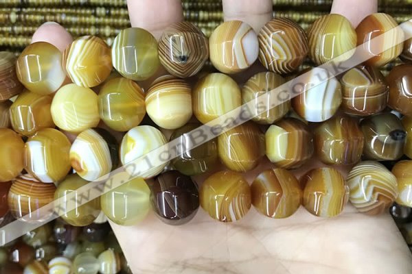 CAA4143 15.5 inches 14mm pumpkin line agate beads wholesale