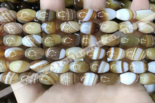 CAA4158 15.5 inches 8*12mm rice line agate beads wholesale