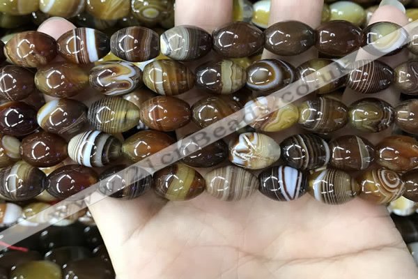 CAA4159 15.5 inches 10*14mm rice line agate beads wholesale