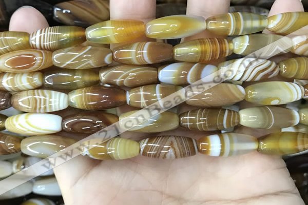 CAA4165 15.5 inches 8*20mm rice line agate beads wholesale