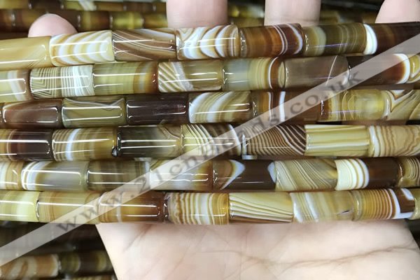 CAA4179 15.5 inches 8*16mm tube line agate beads wholesale