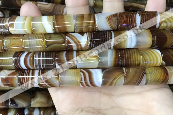 CAA4182 15.5 inches 12*13mm tube line agate beads wholesale