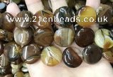 CAA4207 15.5 inches 20mm flat round line agate beads wholesale