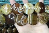 CAA4208 15.5 inches 30mm flat round line agate beads wholesale