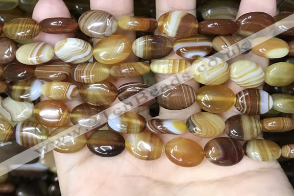 CAA4211 15.5 inches 10*14mm oval line agate beads wholesale