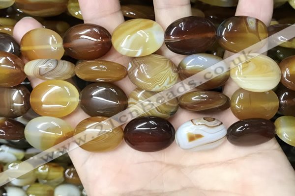 CAA4214 15.5 inches 15*20mm oval line agate beads wholesale
