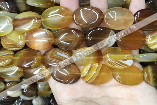 CAA4215 15.5 inches 18*25mm oval line agate beads wholesale