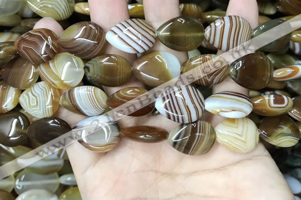 CAA4220 15.5 inches 15*20mm flat teardrop line agate beads wholesale