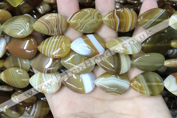 CAA4221 15.5 inches 18*25mm flat teardrop line agate beads wholesale