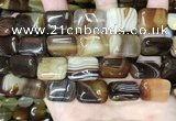 CAA4227 15.5 inches 15*20mm rectangle line agate beads wholesale