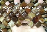 CAA4233 15.5 inches 14*14mm diamond line agate beads wholesale