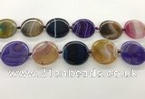CAA4300 15.5 inches 30mm flat round line agate beads wholesale