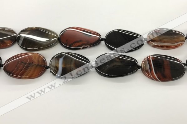 CAA4305 15.5 inches 30*40mm twisted oval line agate beads