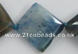 CAA431 15.5 inches 28*28mm faceted diamond agate druzy geode beads