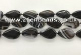 CAA4318 15.5 inches 25*35mm twisted flat teardrop line agate beads