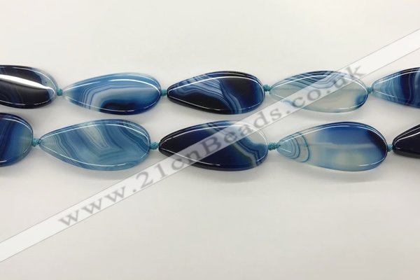 CAA4325 15.5 inches 25*50mm flat teardrop line agate beads