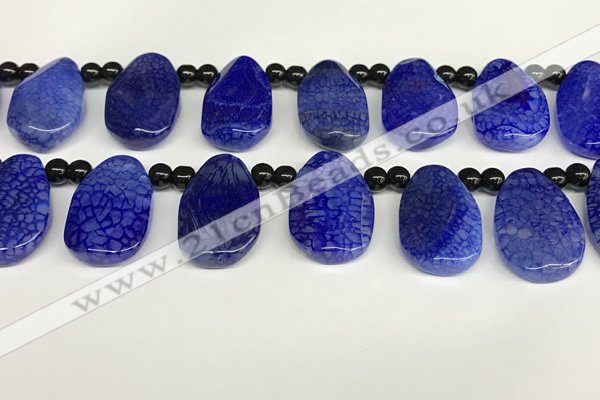 CAA4365 Top drilled 20*30mm freeform dragon veins agate beads
