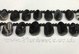 CAA4369 Top drilled 20*30mm freeform black banded agate beads