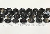 CAA4396 15.5 inches 20mm flat round black banded agate beads