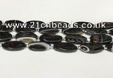 CAA4399 15.5 inches 16*30mm rectangle black banded agate beads