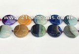 CAA4429 15.5 inches 30mm flat round agate druzy geode beads