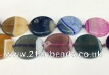 CAA4430 15.5 inches 35mm flat round agate druzy geode beads