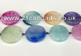 CAA4431 15.5 inches 35mm flat round agate druzy geode beads