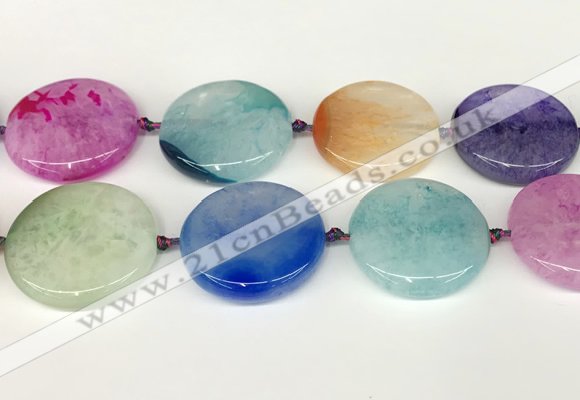 CAA4431 15.5 inches 35mm flat round agate druzy geode beads