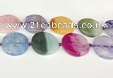 CAA4435 15.5 inches 35mm flat round agate druzy geode beads