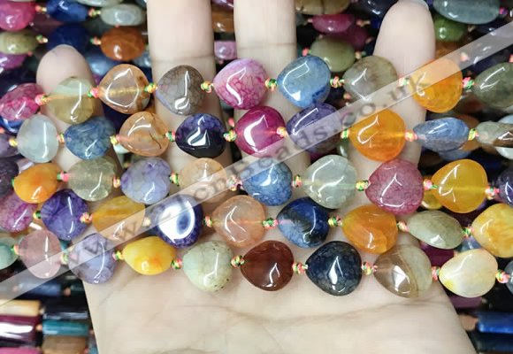 CAA4453 15.5 inches 12*12mm flat teardrop dragon veins agate beads